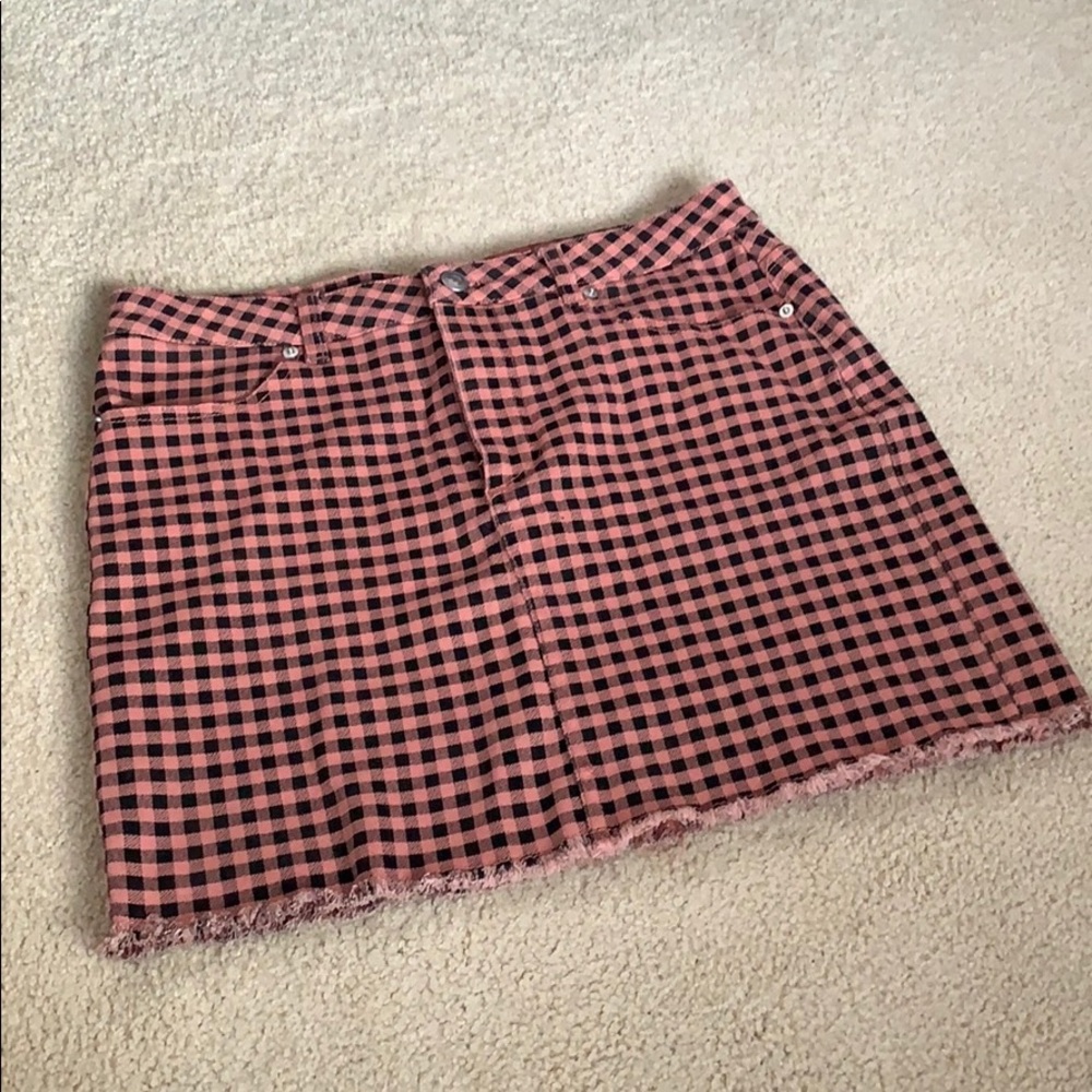 Pink plaid skirt
